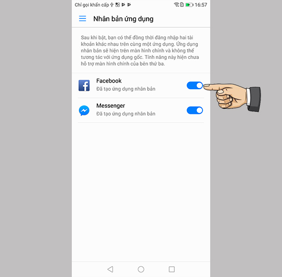 Bật nhân bản app